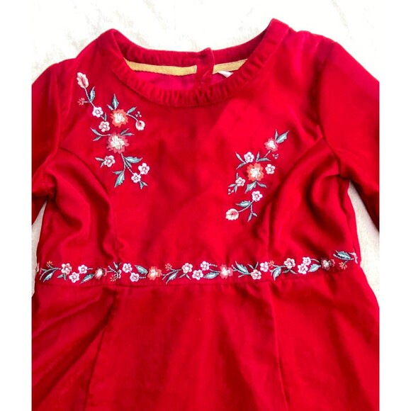 Girls Red Velvet Embroidered Dress Bell Sleeve Size 7/8 Easter Christmas Holiday - Picture 3 of 12